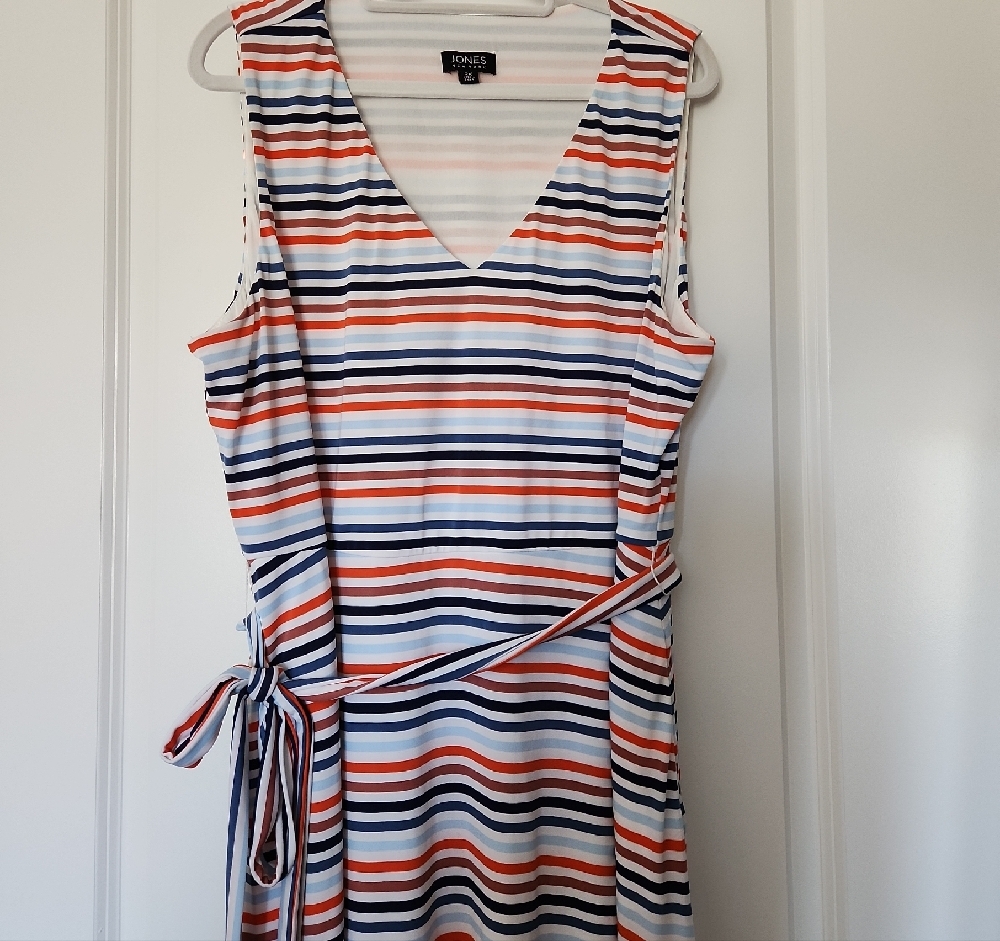 Jones New York Striped Midi Dress - Navy, Red, White - Picture 4 of 5